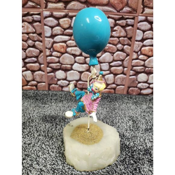 1987 Ron Lee Clown Hanging From Turquoise Balloon ~ "UP, UP & AWAY" - Picture 3 of 11